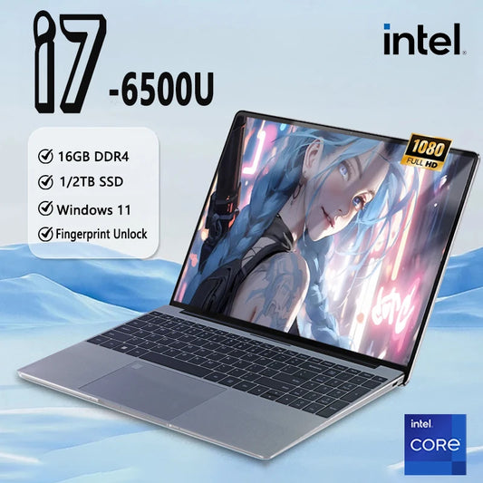 15.6 Inch Intel Core I7-6500U Windows 11 Laptop Computer 16GB RAM 1TB 2TB SSD Portable Notebook WiFi 5 Gaming laptops