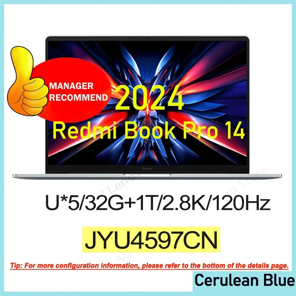 【Super Sale】Xiaomi Redmi Book Pro 14 2024 U*5-125/U*7-155 32G 1T 2.8K 120Hz Screen JYU4597CN/JYU4598CN