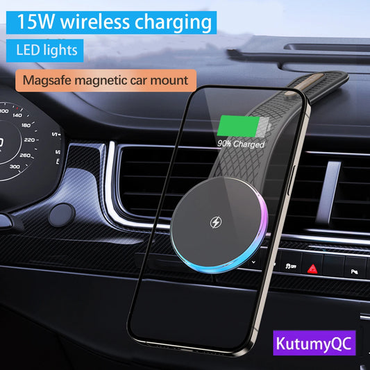 MagSafe Car Mount Detachable,Bendable Aluminum Arm 15W wireless charge   Magnetic Phone Holder for Car Cell Phone Mount for Car