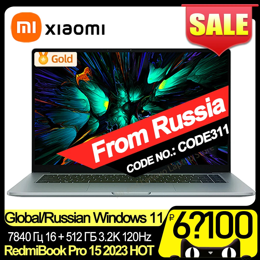 【Russia Stock】 Xiaomi RedmiBook Pro 15 2023 7640/7840HS 760M/780M 16/32+512G/1T 3.2K 120Hz 15.6'' Screen JYU4541CN/ JYU4540CN