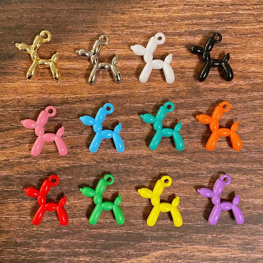 12pcs 18x16mm 3D Balloon Dog Alloy Charms Lots Colors Popular Animal Pendants For Bracelet Necklace Eardrop Diy Jewelry Make